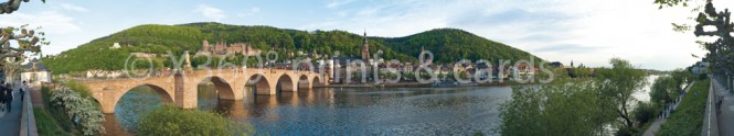 Panoramapostkarte Heidelberg Stadtpano mit alter Brücke 