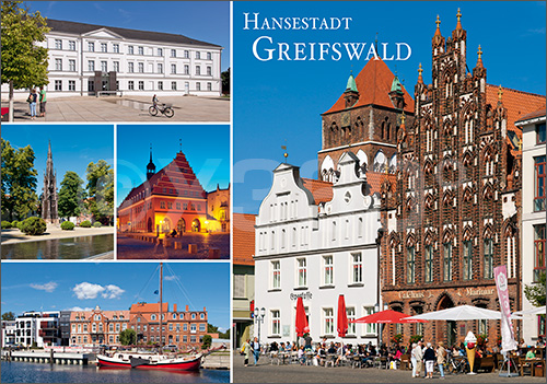 Postkarte Hansestadt Greifswald Mischarte 