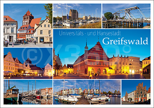 Postkarte Universitäts und Hansestadt Greifswald 