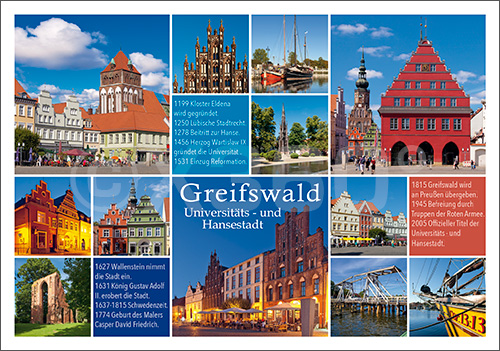 Postkarte Universitäts- und Hansestadt Greifswald 