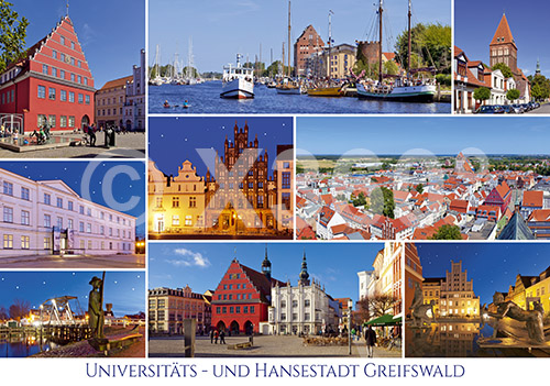 Postkarte Universitäts- und Hansestadt Greifswald 