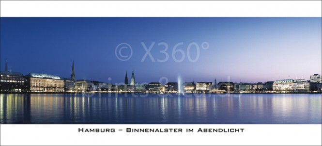 XL-Postkarte Binnenalster bei Nacht 