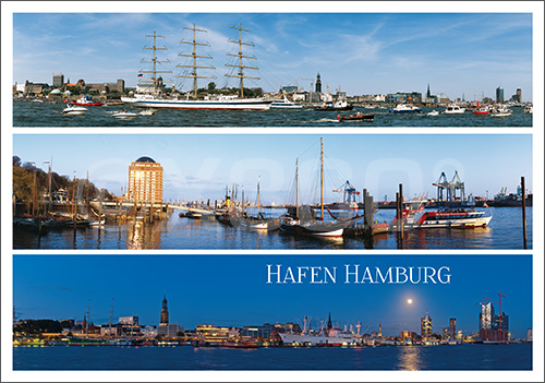 Postkarte Hafen Hamburg 3 Motive 