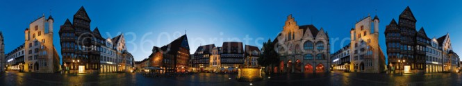 Panoramapostkarte Hildesheim Marktplatz  Abend 