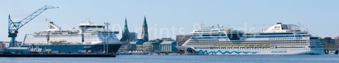 Panoramapostkarte Fähr- und Kreuzfahrtschiffe 
