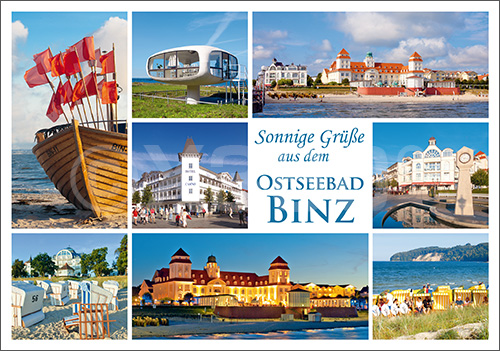 Postkarte Sonnige Grüße Ostseebad Binz 