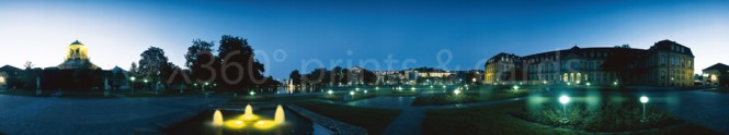 Panoramapostkarte Stuttgart Schlossgarten am Abend 