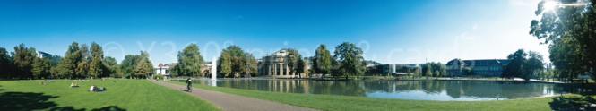 Panoramapostkarte Stuttgart Theatersee 