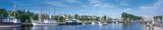 Panoramapostkarte Büsum Hafen 