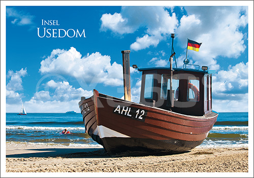 Postkarte Insel Usedom Boot 