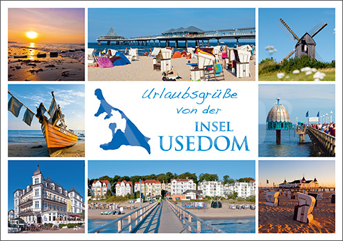 Postkarte Urlaubsgrüße Insel Usedom 