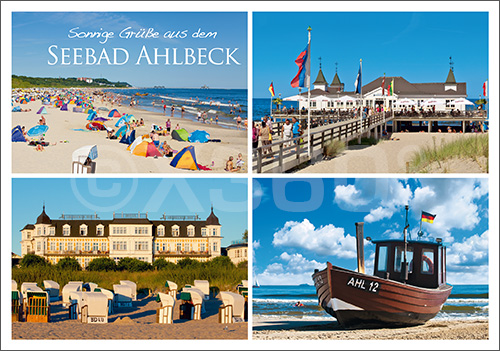 Postkarte Sonnige Grüße Seebad Ahlbeck 