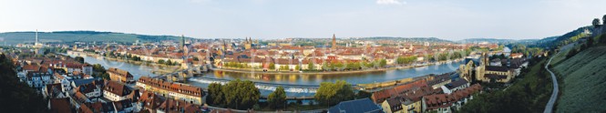 Panoramapostkarte Würzburg Überblick von der Festung 