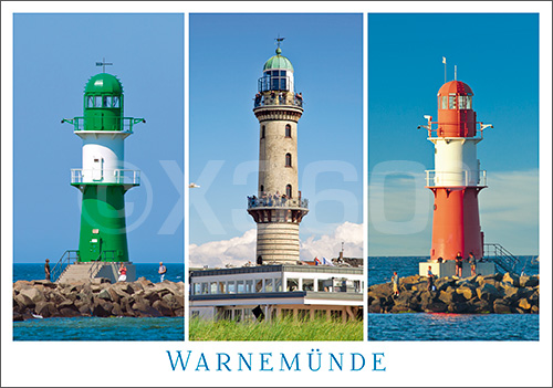 Postkarte Warnemünde Leuchttürme 