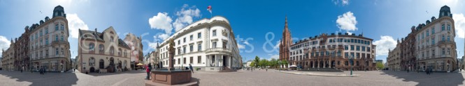 Panoramapostkarte Wiesbaden Schloßplatz 